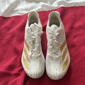 NWOT Adidas Adizero Electric White Gold Football Cleats, size 9